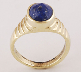 Brass men ring size 9 facet lapiz Lazuli