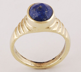 Mannen ring brass facet geslepen Lapiz Lazuli maat 19