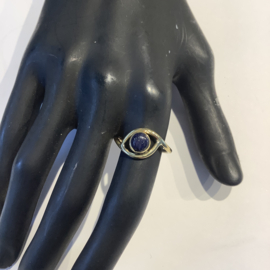 Lapiz Lazuli brass ring maat 18