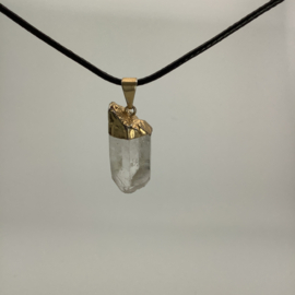 Clear chrystal 3.5 cm rough point in goldplated