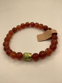 Carnelian facet 8 mm with buddha