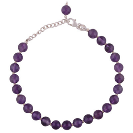 armband Amethyst  6 mm kraal en zilver tussen kraal