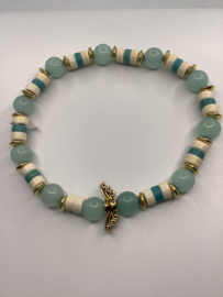 Heishi bead  with  Amazonite  andsweet gold color butterfly