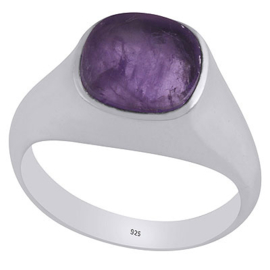 Amethyst men seal ring flat stone size 9