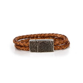 dubbele leren armband cognac