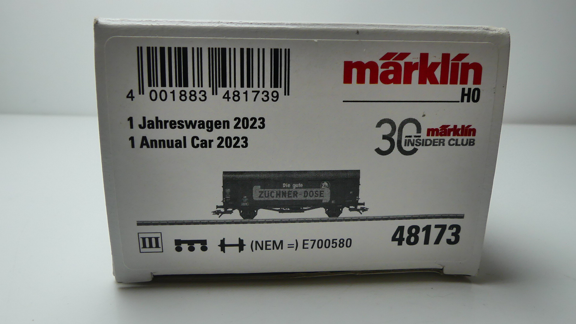 Märklin H0 Goederenwagon gesloten Märklin DB Züchner-Dose Jahreswagen 2023 ovp 48173