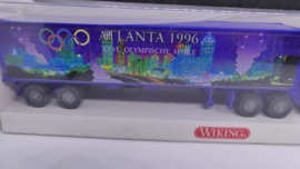 Wiking 1:87 H0 vrachtwagen USA Peterbilt 40ft Container vervoer ATLANTA 1996 Olympische Spelen ovp 527 03 39