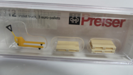 Preiser 1:87 H0 europallet vervoer met palletwagen ovp 17712