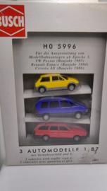 Busch 1:87 H0 set 3x automodel, VW Passat, Renault Espace, Citroën AX ovp 5996