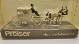 Preiser 1:87 trouwkoets met paardenspan en figuren ovp 450