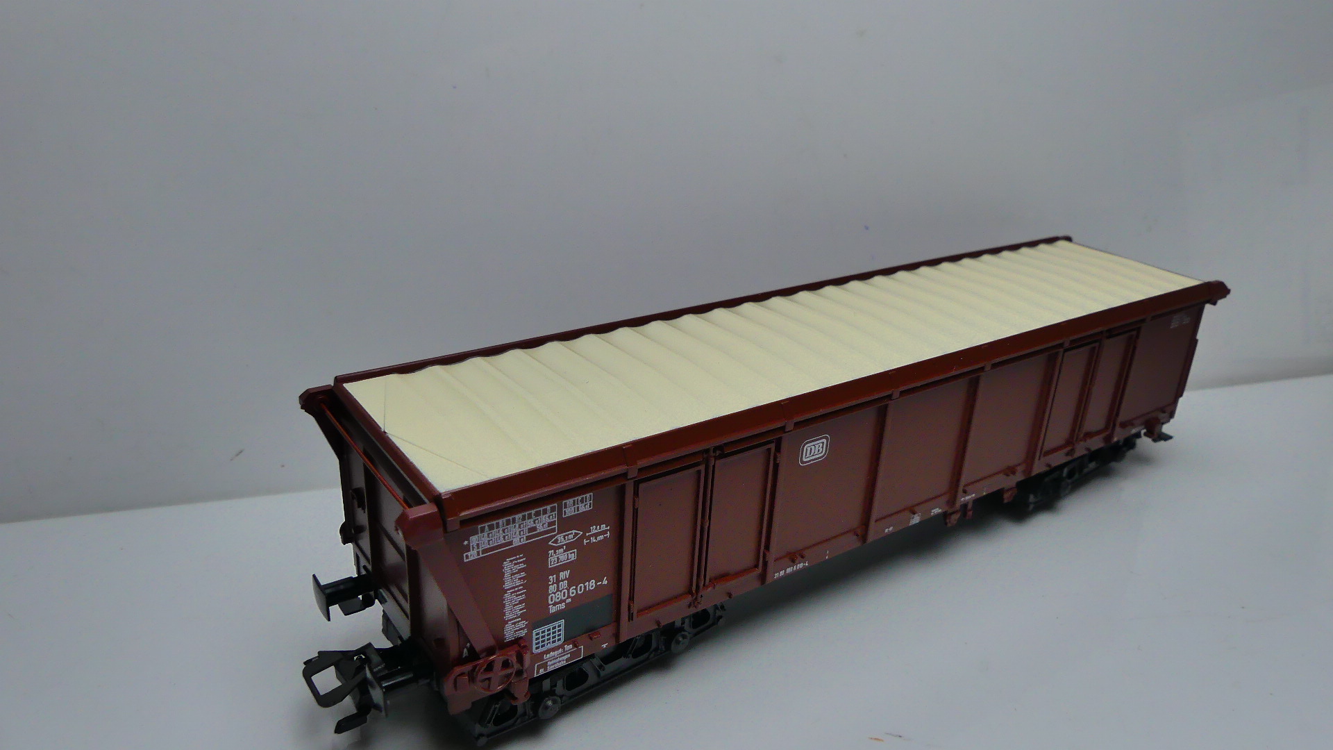 Märklin H0 goederenwagon Hoogboordwagen met roldak type  Eanos DB  ovp 4726