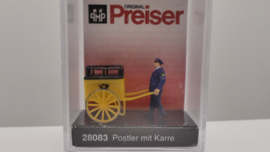 Preiser H0 man met postkar, postbezorging DBP ovp 28083