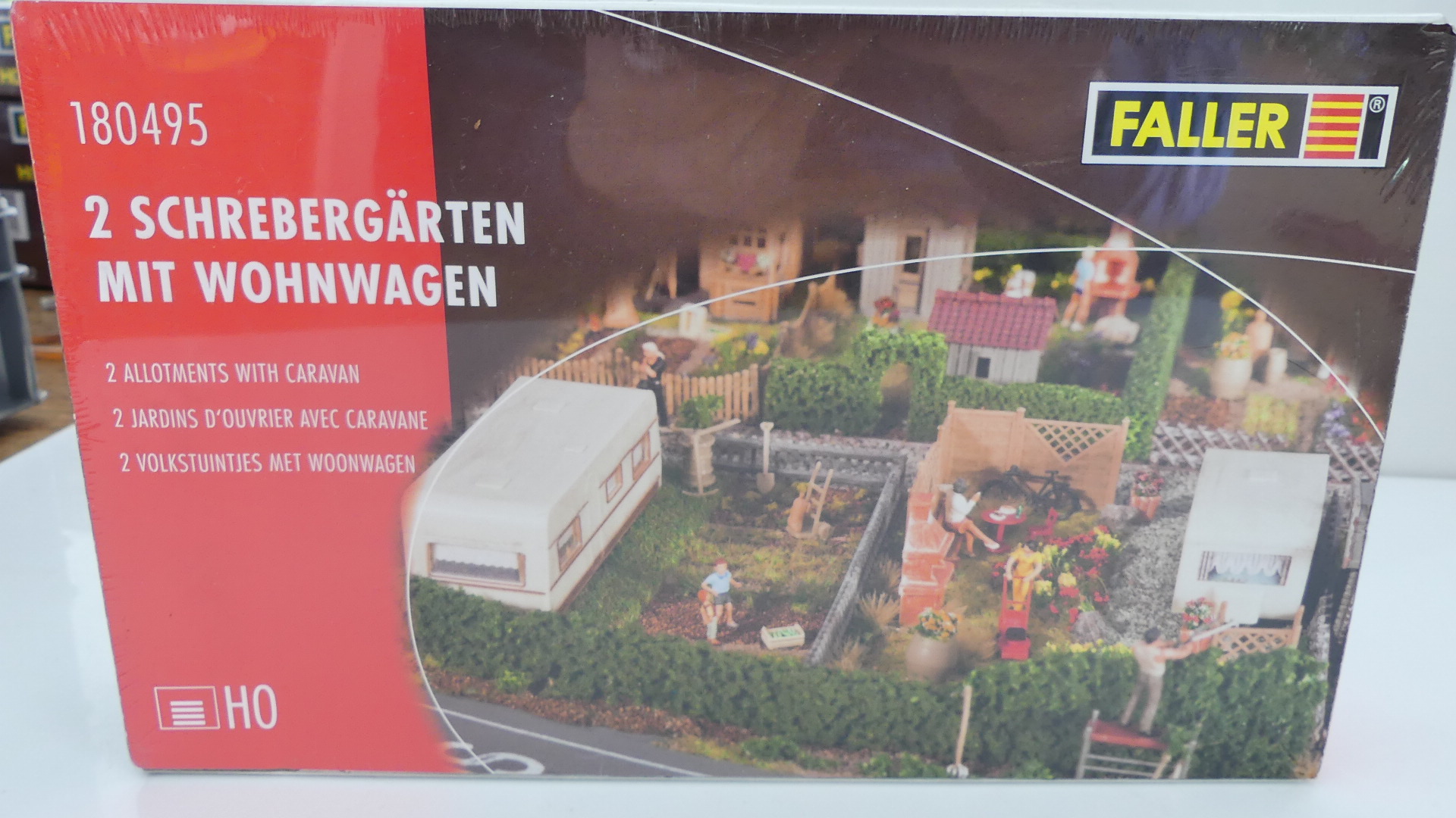 Faller 1:87 H0 bouwdoos volkstuintjes met woonwagen OVP 180495