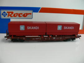 Roco H0 goederenwagon containerwagen hupack Skandi DB ovp 47013