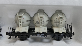 Roco H0 goederenwagon Behältertragwagen Silocontainer Set Von Haus zu Haus DB ovp 46520