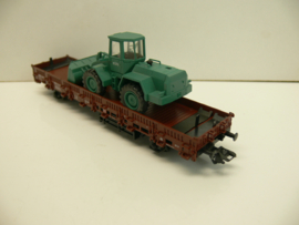 Märklin H0 Goederenwagon Flachwagen met Wiking bulldozer Schwarz   DB wisselstroom ovp 46972