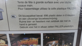 Faller H0 1:87 bouwdoos feesttent Reinhard Kunz Getränkvertrieb Zeitverleih met echt zeildoek ovp 195329