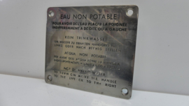 Orgineel Bordje: Wagon: Eau Non Potable / Kein Drinkwasser / Not drinking Water