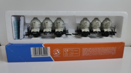 Roco H0 goederenwagon Behältertragwagen Silocontainer Set Von Haus zu Haus DB ovp 46520
