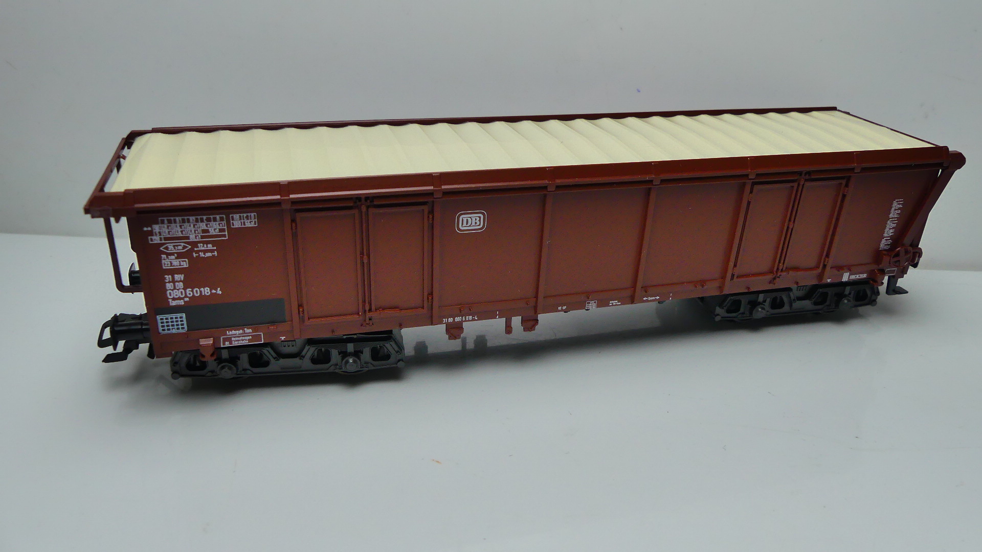 Märklin H0 goederenwagon Hoogboordwagen met roldak type  Eanos DB  ovp 4726