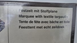 Faller H0 1:87 bouwdoos feesttent Reinhard Kunz Getränkvertrieb Zeitverleih met echt zeildoek ovp 195329