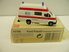 Busch 1:87 H0 Ford Transit Russische Ambulance St. Petersburg ovp 43786