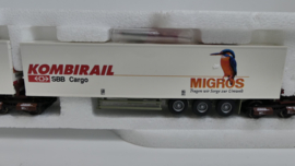 Roco H0 goederenwagon Kombirail DB dubbele set Roadrailer Europa SBB Cargo Migros ovp 1903