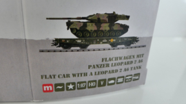 Märklin  H0 1:87 4MFOR Flachwagen met Panzer Leopard 2 A6 DB ovp 48711