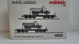 Märklin H0 Schwerlastwagen Set, Zware last  set Das Werk DB ovp 48692