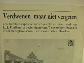 Boek  NZH verdwenen maar niet vergeten nav tramfoto expositie in 1986