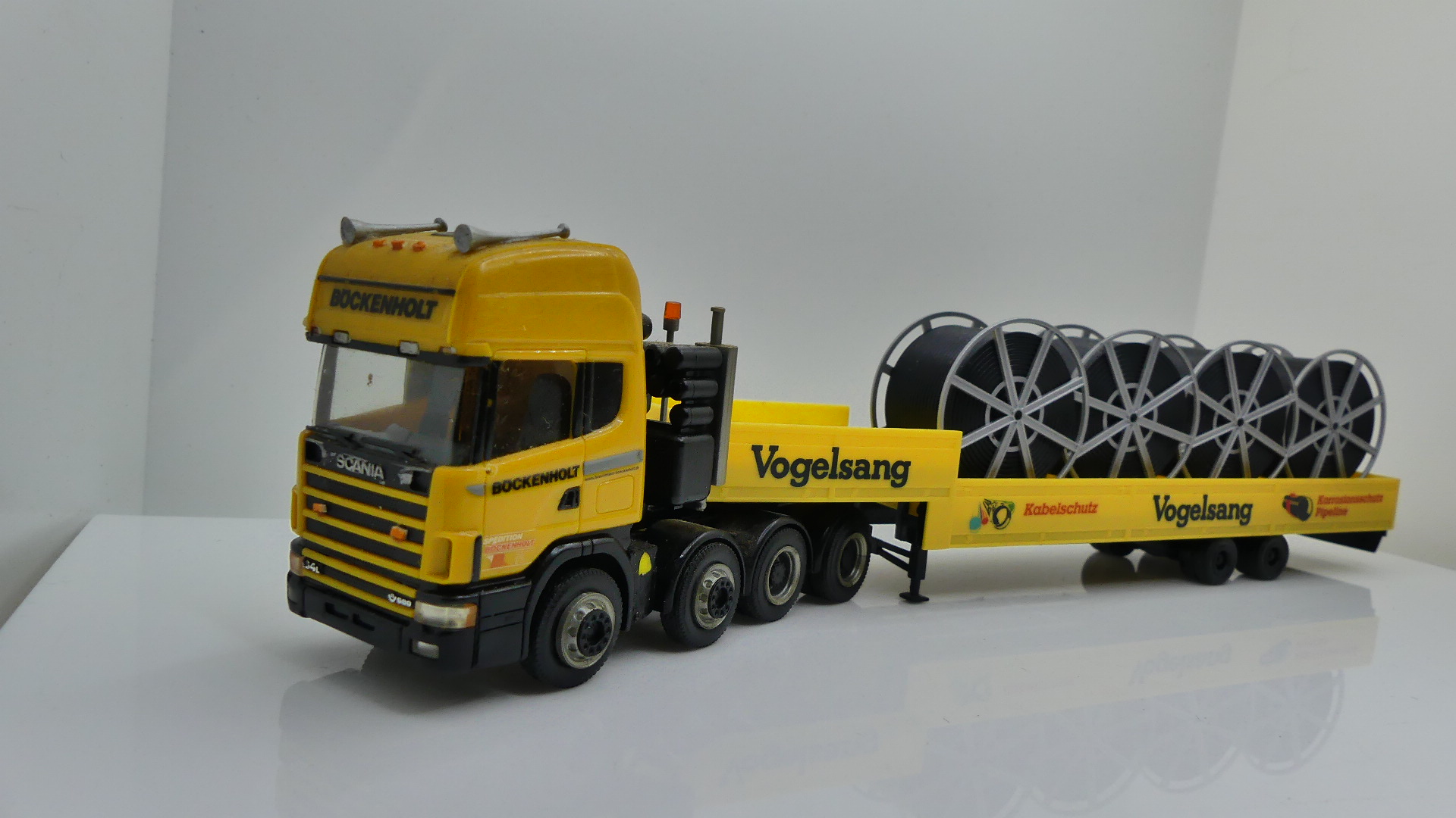 1:87 H0 Vrachtwagen Scania Vogelsang met kabelrollen lading