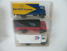 3x Wiking 1:87 Mercedes Benz Vrachtwagens Dachser, Impocolor, Autohansa ovp 430 431 434