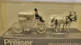 Preiser 1:87 trouwkoets met paardenspan en figuren ovp 450