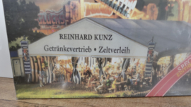 Faller H0 1:87 bouwdoos feesttent Reinhard Kunz Getränkvertrieb Zeitverleih met echt zeildoek ovp 195329