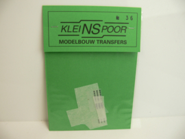 Kleinspoor H0 1:87 transfers NS wagennummers / eindhoven ovp 36