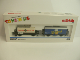 Marklin H0  goederenwagen set Schweiz: EX bier ketelwagon + Brauerei Warteck koelwagon Exclusiv Toys R Us ovp 4512