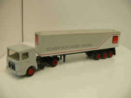 Efsi 1:87 Scania vrachtwagen + oplegger MAN Schärf Büromöbel Worms