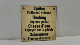 Orgineel Bordje: wagon Spülen Fußhebel drücken Flushing depress pedal chasse d eau