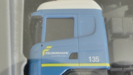 Herpa 1:87 H0 Zwaartransport Scania R HL Teletrailer-Sattelzug met Windturbinebladen Felbermayr ovp 907453