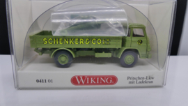 Wiking 1:87 H0 werkverkeer Vrachtwagen MAN 415 Schenker met laadkraan OVP 411 01