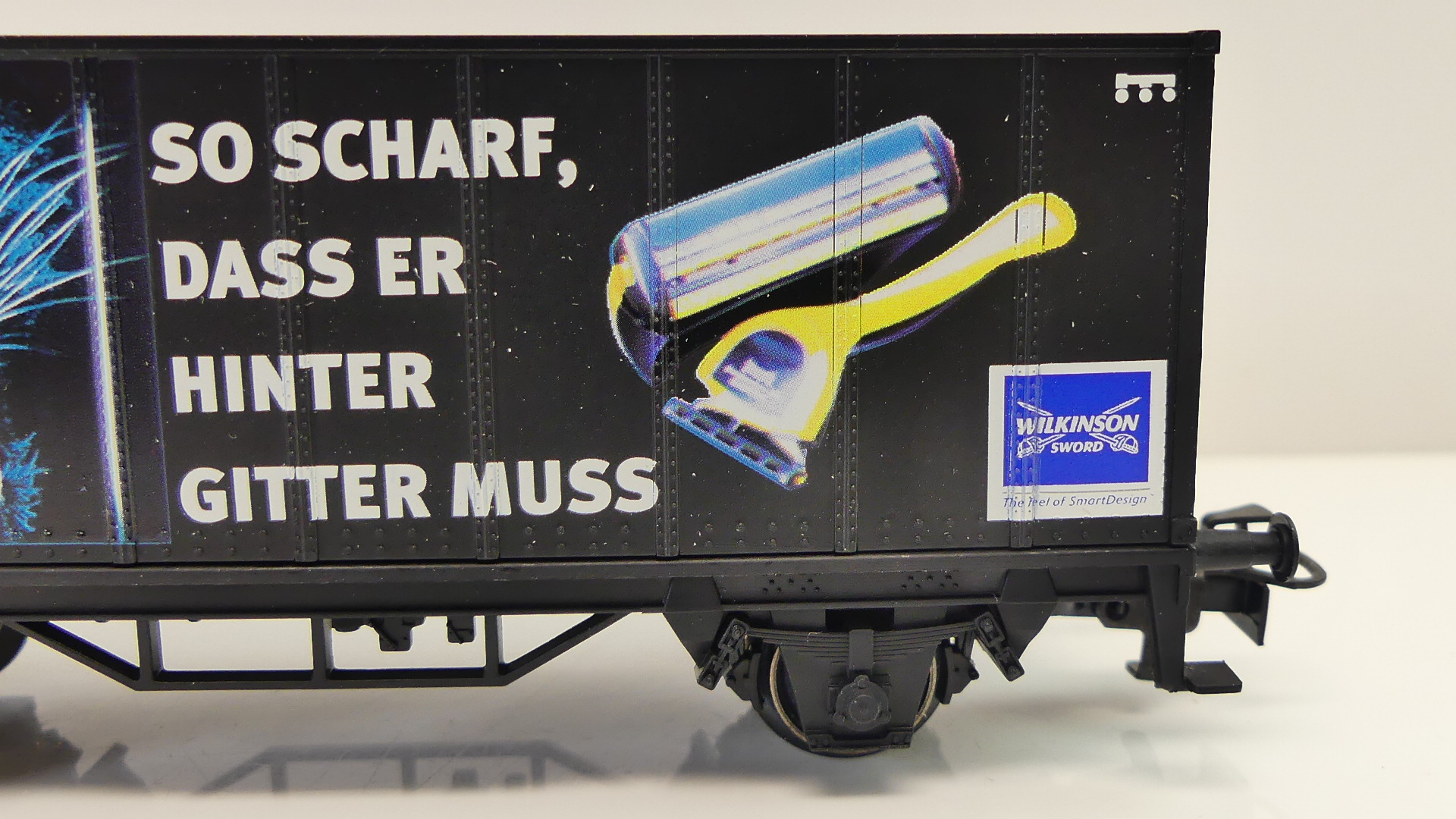 Märklin H0 goederenwagon Containerwagon wilkinson so scharf dass er hinter gitter muss ovp 94093