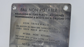 Orgineel Bordje: Wagon:  Eau Non Potable / Kein Drinkwasser / Not drinking Water