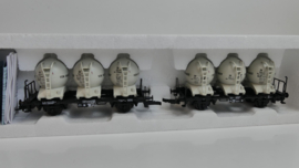 Roco H0 goederenwagon Behältertragwagen Silocontainer Set Von Haus zu Haus DB ovp 46520