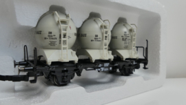 Roco H0 goederenwagon Behältertragwagen Silocontainer Set Von Haus zu Haus DB ovp 46520