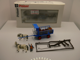 Preiser 1:87 H0 tweespan Brauereiwagen »Landwehr-Bier met paarden ovp 30445