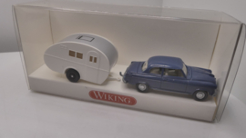 Wiking 1:87 H0 Borgward met caravan ( Klassisches Wohnwagengespann ) ovp 894 01 26