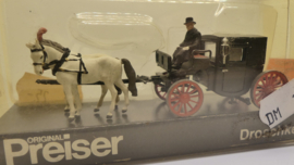 Preiser 1:87 koets met paardenspan en figuur ovp 452