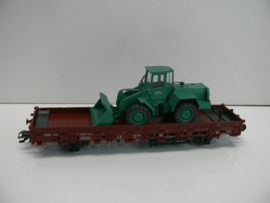 Märklin H0 Goederenwagon Flachwagen met Wiking bulldozer Schwarz   DB wisselstroom ovp 46972