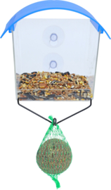 Window feeder plastic met 2 zuigers en mezenbol houder