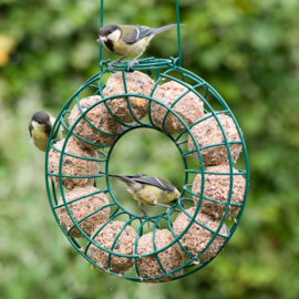 Metalen mezenbol houder rond groen 25x Ø 7 cm